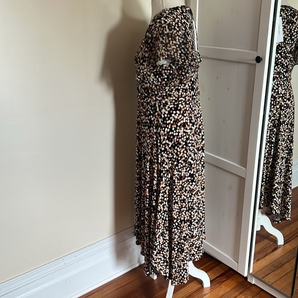 Calvin Klein Neutral Black Brown Tan Asymmetrical Jersey Midi Dress - NWT - L - Picture 9 of 14